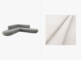 Micadoni 5-Sitzer Symmetrisches Ecksofa Miley Boucle Baloo Weiß