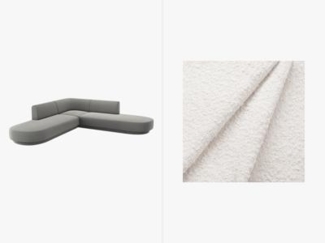 Micadoni 5-Sitzer Symmetrisches Ecksofa Miley Boucle Weiß Kunststoff schwarz