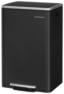 SONGMICS Mülleimer 50 L, 15 Müllsäcke, Stahl, herausnehmbarer Inneneimer aus Kunststoff, mit Deckel, Griffe, Softclose,