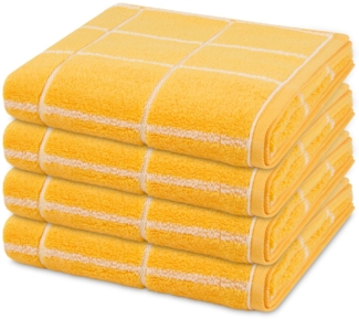 Ross Sensual Skin Karo 4 tlg. Frottier-Set - 4 X Handtuch (50 X 100cm) - 500 - Ginster