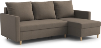 AX LIVING Walston 3-Sitzer Couch mit Schlaffunktion – Eckcouch Braun 224cm