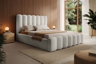 Polsterbett Bett MACON 180x200cm in Stoff Ascot Beige / Speed