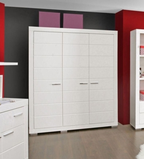 Kleiderschrank Schrank 3-trg Jugendzimmer weiß matt 165cm