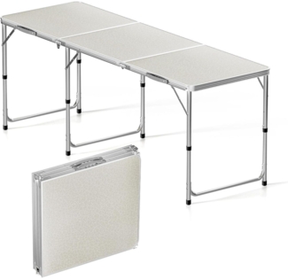 Campingtisch klappbar 180x60x70cm höhenverstellbar Aluminium MDF Tischplatte