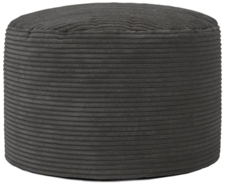 Icon Frankie Hocker, Dunkelgrau, Flauschiger Cord Stoff, Sitzsack Cord, Sitzpuff Hocker mit Füllung, Fußhocker für das Wohnzimmer, Deko Wohnzimmer