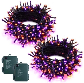 MUPOO LED-Lichterkette Halloween Lichterkette 5/10m,Weihnachtsdeko,Timer, Batteriebetrieben,50/100LEDs,mit 8 Beleuchtungsmodi,für Halloween