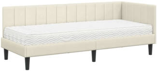 vidaXL Eckbettgestell mit Matratze mit Kopfteil Creme 80 x 200 cm Samt 3393885