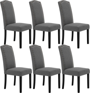 Woltu 4-Fußstuhl (Set, 6 St), Esszimmerstühle mit Rückenlehne, Leinenbezug