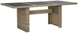 Garten-Esstisch Braun 200 x 100 x 74 cm Glas und Poly Rattan