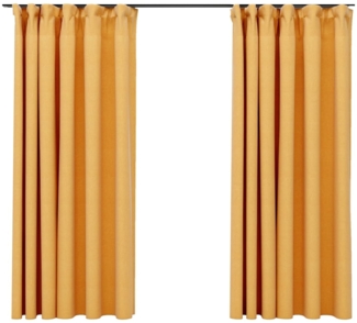 vidaXL Verdunkelungsvorhänge Haken Leinenoptik 2 Stk. Gelb 140x175 cm 321196