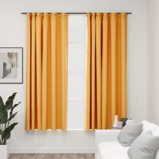 vidaXL Verdunkelungsvorhänge Haken Leinenoptik 2 Stk. Gelb 140x175 cm 321196