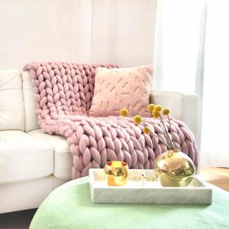 Wolldecke Cosima Chunky Knit small 80x130cm, pale pink