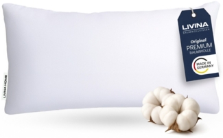 LIVINA HOME Baumwollkissen Premium Kopfkissen, 100% Baumwollbezug, 80x80, 40x80 Kissen, Füllung: Premium-Microfaser, Bezug: 100% Baumwolle, Rückenschläfer, Seitenschläfer, 1 oder 2-tlg, Rückenschläfer, Seitenschläfer, Schlafkissen - Made in Germany