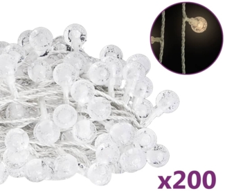 vidaXL Lichterkette Kugeln 20 m 200 LED Warmweiß 8 Funktionen 328810