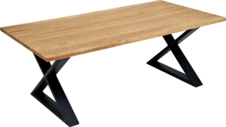 Couchtisch ALBANO Beistelltisch Wildeiche Massivholz geölt Metall Schwarz ca. 110 x 40 x 60 cm