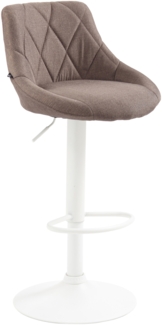 Barhocker FALON - Stoff Taupe 46 x 49 x 83 cm Weiß | Barstuhl Mit Lehne Drehbar Tresenhocker Tresenstuhl Kneipenhocker Kneipenstuhl