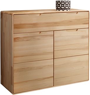 Kommode >KM-0663< 2 Türen, 1 Schub, 1 Boden, Kernbuche massiv - 100x91x40cm (BxHxT)