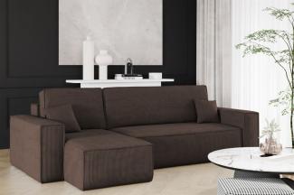 Ecksofa Schlafsofa Sofa MARIS Stoff Poso Braun Ottomane Links