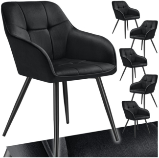 tectake Esszimmerstuhl Stuhl Marilyn, Samtoptik, gesteppt (Set, 6 St), Extra weicher Samtbezug mit elegantem Steppmuster