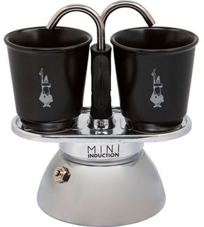Bialetti Mini Express Induction +2Tassen schwarz
