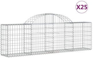 vidaXL Gabionen mit Hochbogen 25 Stk. 200x30x60/80 cm Verzinktes Eisen 3146084