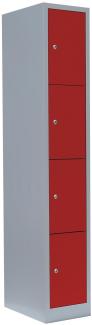 Schließfachschrank Wertfachschrank Fächerschrank Spind Umkleideschrank 4 Fächer-Spint Lichtgrau7Rot 520414