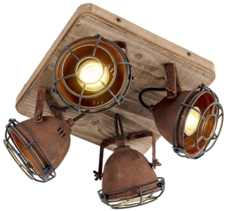 Qazqa LED Aufbaustrahler Gina, ohne Leuchtmittel, GU10, Rostbraun, Industrie, Stahl, 4-flammig