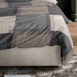 Irisette Mako Satin Bettwäsche Wave 8672-80 Kariert Grau Natur 155x220