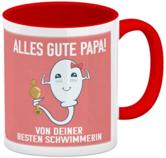 speecheese Tasse Alles gute Papa von deiner besten Schwimmerin Kaffeebecher Rot zum