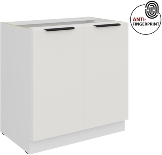 Küchen Unterschrank 80 cm Küche ARIA Weiss ultra matt + Weiss matt, hochwertige Fronten mit Anti Fingerprint Beschichtung Küchenzeile Küchenblock