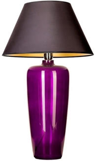 Tischlampe Glas lila schmal mit Lampenschirm schwarz