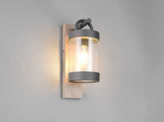 Außenwandleuchte SAMBESI Laterne im Landhausstil, Holzoptik, Höhe 33cm