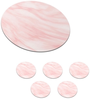 MuchoWow Glasuntersetzer Marmor - Rosa - Weiß - Luxus - Marmoroptik, Zubehör für Gläser, 6-tlg, Getränkeuntersetzer, Rund, Tassenuntersetzer Kork, 10x10 cm