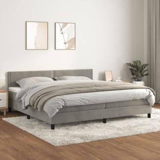 vidaXL Boxspringbett mit Matratze Hellgrau 200x200 cm Samt, Härtegrad: H2 [3141263]