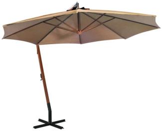 vidaXL Ampelschirm mit Mast Taupe 3,5x2,9 m Massivholz Tanne 313769