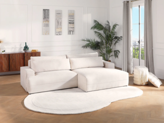 Vente-unique - Ecksofa mit Schlaffunktion - Ecke rechts - Strukturstoff - Beige - BREGLIO
