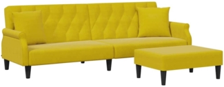 vidaXL Schlafsofa 2-Sitzer mit Kissen und Fußhocker Gelb Samt 3216223