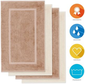 Lavea Badematte 4er Set Badeteppiche Elena Frottee 50x80 cm Badvorleger, 100% Baumwolle, 500 g/m² Frottier, weich & saugstark, pflegeleicht