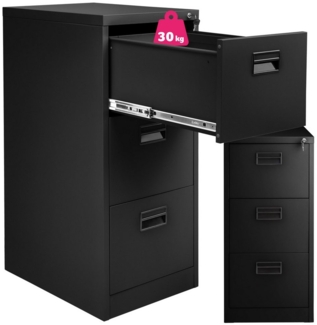 tectake Aktenschrank Büroschrank mit 3 Schubladen 62,4 x 46 x 102,8 cm (Set mit 2 Schlüsseln, 1-St, inkl. Schlüssel) aus pulverbeschichtetem Stahl