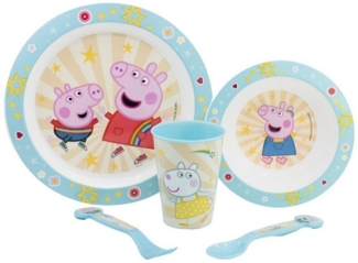 Peppa Pig Teller-Set –Mikrowellengeeignet 5-teiliges Kindergeschirr mit rutschfestem Boden