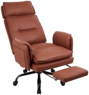 IWMH Bürostuhl Ergonomisch PU-Leder Chefsessel (Höhenverstellbar Schreibtischstuhl mit Kopfstütze und Fußstütze), Drehstuhl für Arbeitszimmmer Konferenzraum Büro Gaming