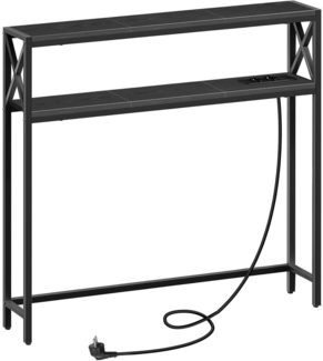 Hochwertiger Konsolentisch mit Steckdosen und USB, 100 cm, Schwarz