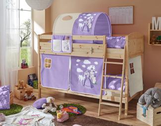 Etagenbett \"Erni Country\" 90x200 Kiefer massiv natur - Horse-Lila