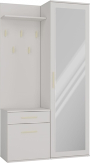 Selsey 'Duvio' Flurgarderobe mit Schrank und Spiegel, Greige, 100 cm