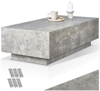 tectake Couchtisch Beistelltisch Lasley mit Standfuß, Belastbarkeit 45 kg, 120 x 60 x 35 cm (1-St, 1 tlg), Markanter Couchtisch in stilvoller Betonoptik