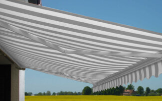 Elektrische Kassetten-Markise T123, Vollkassette Volant 4,5x3m ~ Acryl Grau/Weiß