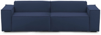 Dmora 3-Sitzer festes Sofa Argo, lineares modulares Sofa, modernes Wohnzimmersofa aus Stoff, 100 % Made in Italy, 260 x 95 x 70 cm, Blau