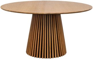 Säulen-Esstisch >Osaka< rund, Lamellen-Gestell, in Eiche furniert natur Geölt - 75x140 (HxD)