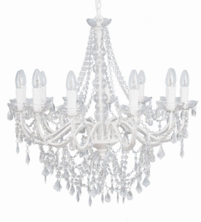 Grafelstein Kronleuchter Großer 12-armiger Kronleuchter weiß mit Kristallen H70cm