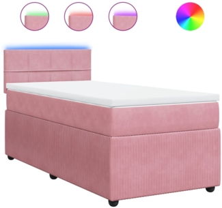vidaXL Boxspringbett mit Matratze Rosa 80x200 cm Samt 3289895